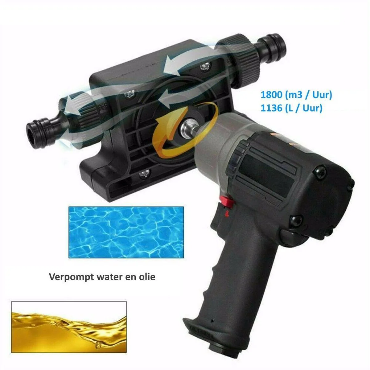 LIFFLOW Waterpomp Voor Accuboor, Accutol Of Boormachine - Voorzetpomp - 1136 Liter / Uur - Boot Pomp Voor (Accu)boormachine Water Boorpomp 3 LIFFLOW Waterpomp Voor Accuboor, Accutol Of Boormachine - Voorzetpomp - 1136 Liter / Uur - Boot Pomp Voor (Accu)boormachine Water Boorpomp - Afbeelding 3