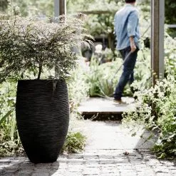 Capi Europe - Vaas Elegant Deluxe Rib NL - 45x72 - Zwart - Voor Binnen En Buiten - KBLR1138 -Bloempotten Verkoop 1200x1200 145