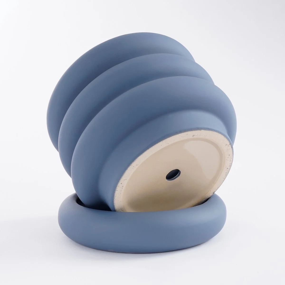 Mica Decorations Ilse Bloempot Met Schotel - H16 X Ø18,5 Cm - Keramiek - Blauw 5 Mica Decorations Ilse Bloempot Met Schotel - H16 X Ø18,5 Cm - Keramiek - Blauw - Afbeelding 5