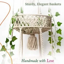 Mycramé Macramé 3-Laags Hangende Fruitmand - Bohemian Mand Plantenhanger - Handgemaakt Katoen Touw Fruitschaal Hangmand - Boho Ophangbaar Etagere - Decoratieve Fruit Schaal/Basket - Opbergmand Organizer - Keuken/Balkon Decoratie - Hangpot Voor Binnen/Buiten -Bloempotten Verkoop 1200x1200 339