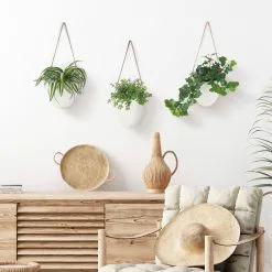 Gadgy Plantenhanger Keramiek - Set Van 3 - Hangpot Van Wit Steen - Hangende Bloempot Plantenpot - Met 3 Verschillende Koorden - 12x11x9.5CM -Bloempotten Verkoop 1200x1200 35