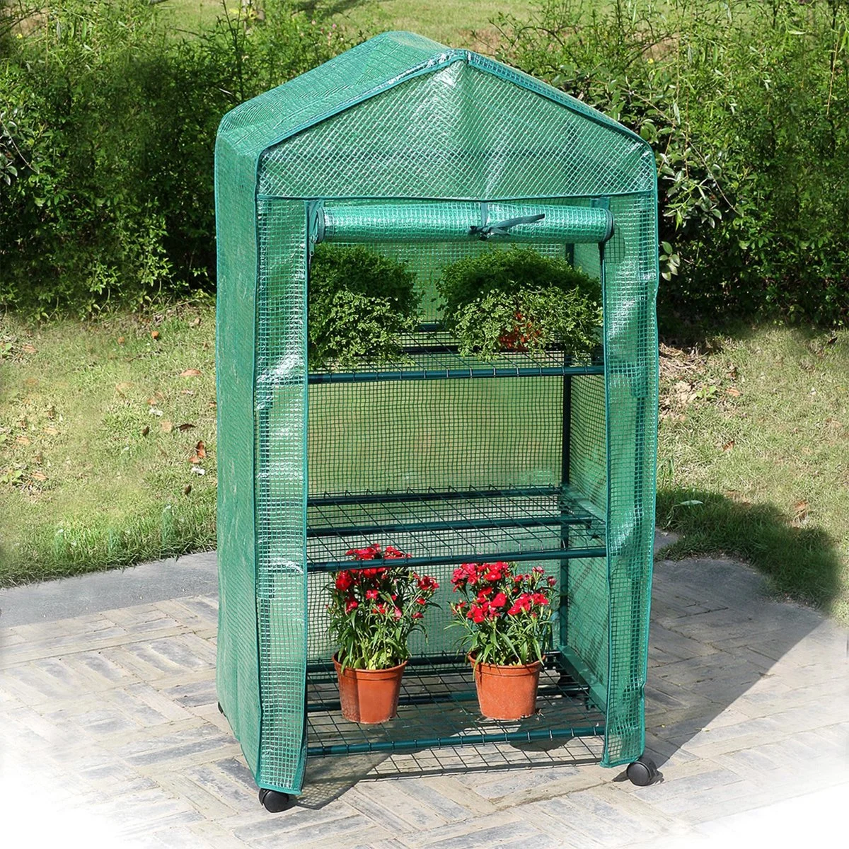 Relaxdays Kas Met Wielen - Tuinkas 3 Etages - Broeikas Kweekkas Tuin / Balkon 130 Cm Hoog - PE 12 Relaxdays Kas Met Wielen - Tuinkas 3 Etages - Broeikas Kweekkas Tuin / Balkon 130 Cm Hoog - PE - Afbeelding 12