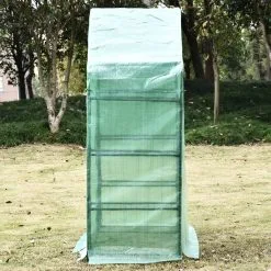 Merkloos Kweekkas - Tuinkas - Foliekas - Folie Kas - Broeikas - Kweektent - Plantenkas - Met Schappen - 143 X 73 X 195 Cm - Groen -Bloempotten Verkoop 1200x1200 547