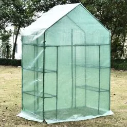 Merkloos Kweekkas - Tuinkas - Foliekas - Folie Kas - Broeikas - Kweektent - Plantenkas - Met Schappen - 143 X 73 X 195 Cm - Groen -Bloempotten Verkoop 1200x1200 548