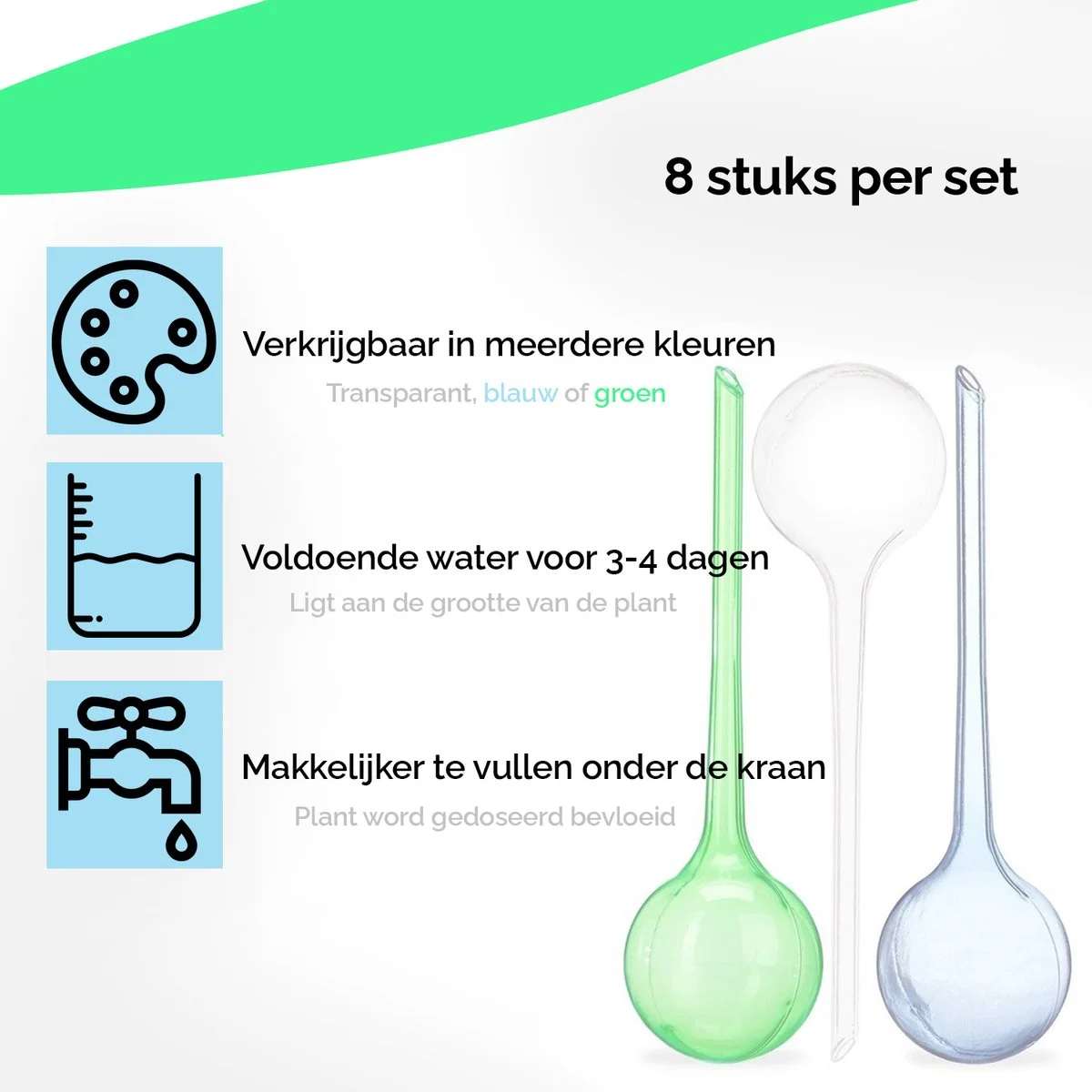HGMD® Waterdruppelaar Set Van 8 Stuks Voor Planten Transparant - Waterdruppelaar Voor Kamerplanten – Waterbol - Waterdruppelaar Voor Planten - Watergeefsysteem 2 HGMD® Waterdruppelaar Set Van 8 Stuks Voor Planten Transparant - Waterdruppelaar Voor Kamerplanten – Waterbol - Waterdruppelaar Voor Planten - Watergeefsysteem - Afbeelding 2