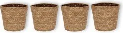 WLplants WL Plants - Maki Naturel - Set Van 4 - Plantenmand - Plantenmand Binnen - Bloempot - Plantenhouder - Bloempotten Voor Binnen - Gemaakt Van Riet - 11cm Hoog - 12cm Diameter