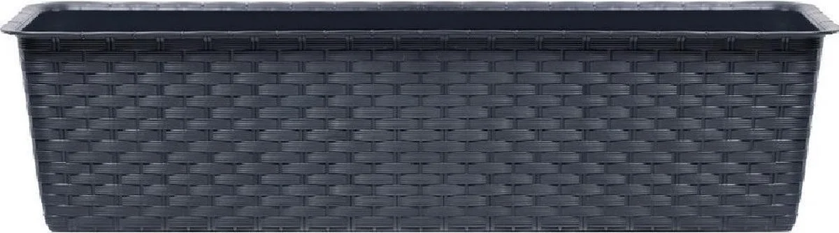 Merkloos 4x Ratolla Rotan Plantenbak/bloembak Antraciet 6.3 Liter - Tuin Decoraties 2 Merkloos 4x Ratolla Rotan Plantenbak/bloembak Antraciet 6.3 Liter - Tuin Decoraties - Afbeelding 2