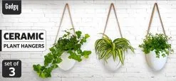Gadgy Plantenhanger Keramiek - Set Van 3 - Hangpot Van Wit Steen - Hangende Bloempot Plantenpot - Met 3 Verschillende Koorden - 12x11x9.5CM -Bloempotten Verkoop 1200x552