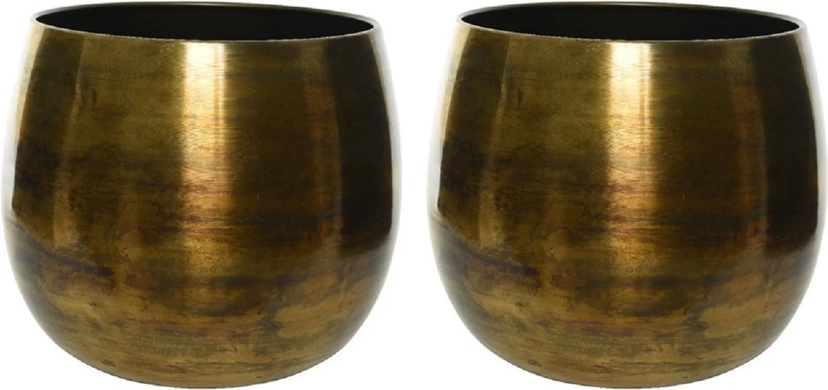 Decoris Bloempot - Goud - Zink - Voor Kamerplant - D33 X H34 Cm - Plantenpotten 2 Decoris Bloempot - Goud - Zink - Voor Kamerplant - D33 X H34 Cm - Plantenpotten - Afbeelding 2