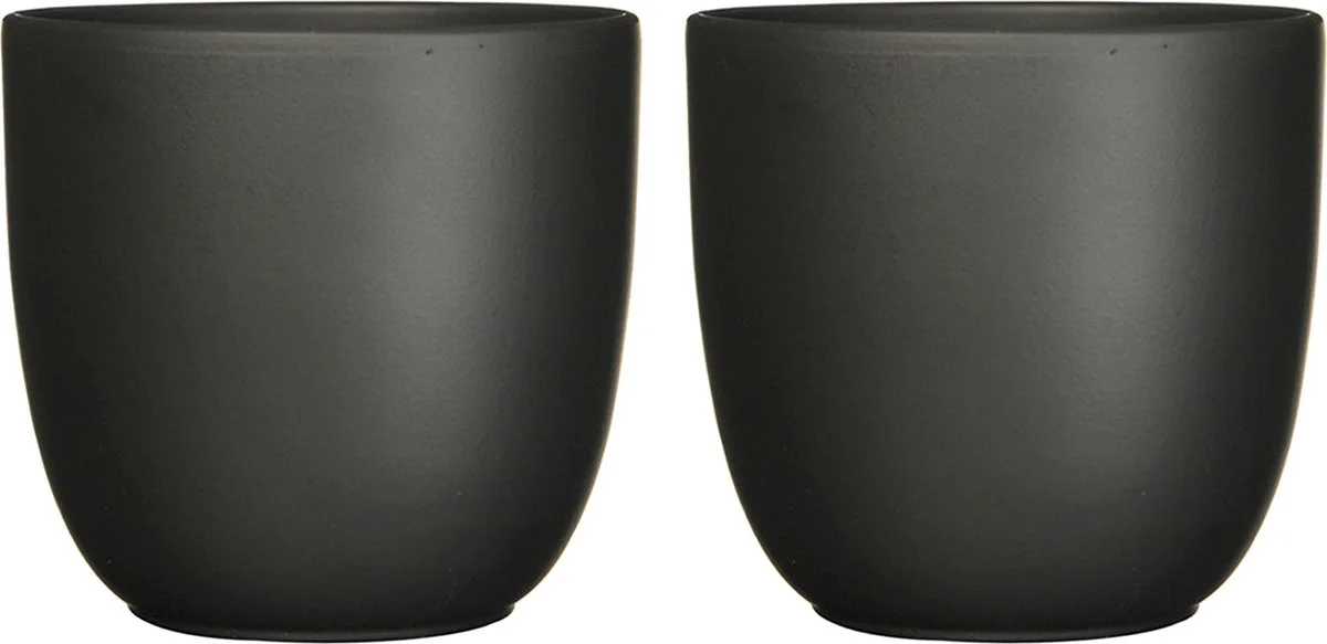 Mica Decorations Plantenpot Tusca - 2x - Zwart - Keramiek - Mat - D19.5/H18.5 Cm 1 Mica Decorations Plantenpot Tusca - 2x - Zwart - Keramiek - Mat - D19.5/H18.5 Cm