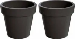 Prosperplast Set Van 2x Stuks Grote Antraciet Bloempotten/plantenpotten 60 Cm - Kunststof - Bloempotten/plantenpotten Voor Binnen En Buiten