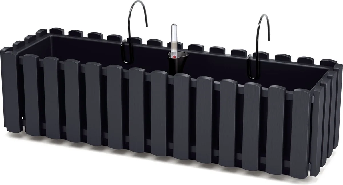 Prosperplast Fence-look Ophang Plantenbak/bloembak Kunststof 58 X 18 X 16 Cm Antraciet Grijs Met Handige Droogtemeter Voor Binnen/buiten 1 Prosperplast Fence-look Ophang Plantenbak/bloembak Kunststof 58 X 18 X 16 Cm Antraciet Grijs Met Handige Droogtemeter Voor Binnen/buiten