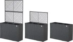 Casaria Polyrattan Plantenbak - Met Klimoprek - 3 Bakken Zwart -Bloempotten Verkoop 1200x704