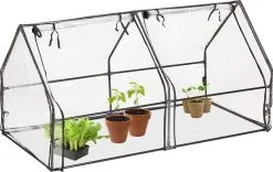 Relaxdays Kweekkas Pvc Met 2 Deuren - Lage Foliekas - Kleine Tuinkas - Plantenkas Tuin