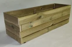 Voorkant 9 Xtra Solutions Plantenbak Bloembak Balkonbak Grenen Hout Geïmpregneerd 98x33x28cm - Handgemaakt - Duurzaam - Zwaar