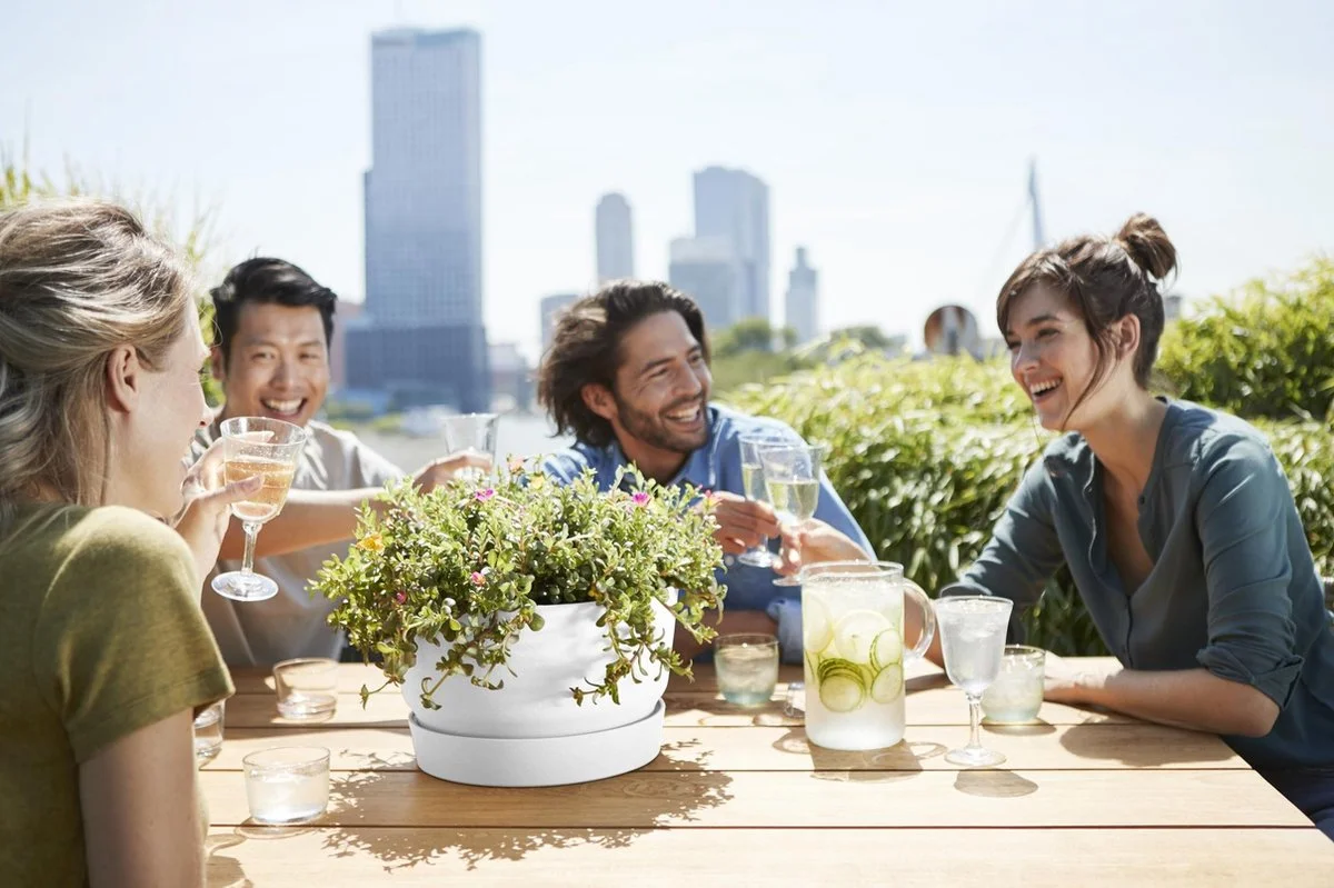 Elho Greenville Schaal 33 - Bloempot Voor Buiten - Ø 32.5 X H 19.4 Cm - Groen/Blad Groen 5 Elho Greenville Schaal 33 - Bloempot Voor Buiten - Ø 32.5 X H 19.4 Cm - Groen/Blad Groen - Afbeelding 5