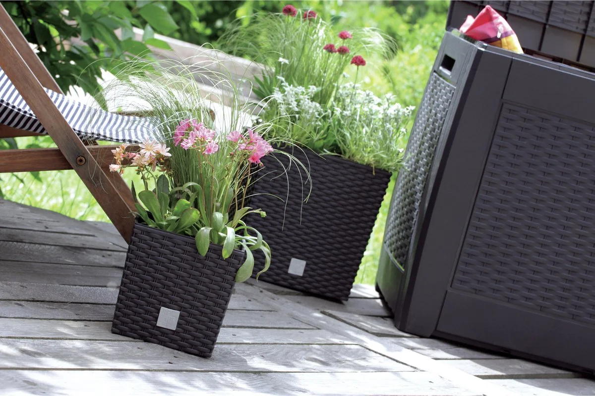 Prosperplast Kunststof Rato Rotan Bloempot/plantenpot Met Binnenpot Antraciet 40 Cm - Bloempotten Voor Binnen En Buiten 6 Prosperplast Kunststof Rato Rotan Bloempot/plantenpot Met Binnenpot Antraciet 40 Cm - Bloempotten Voor Binnen En Buiten - Afbeelding 6