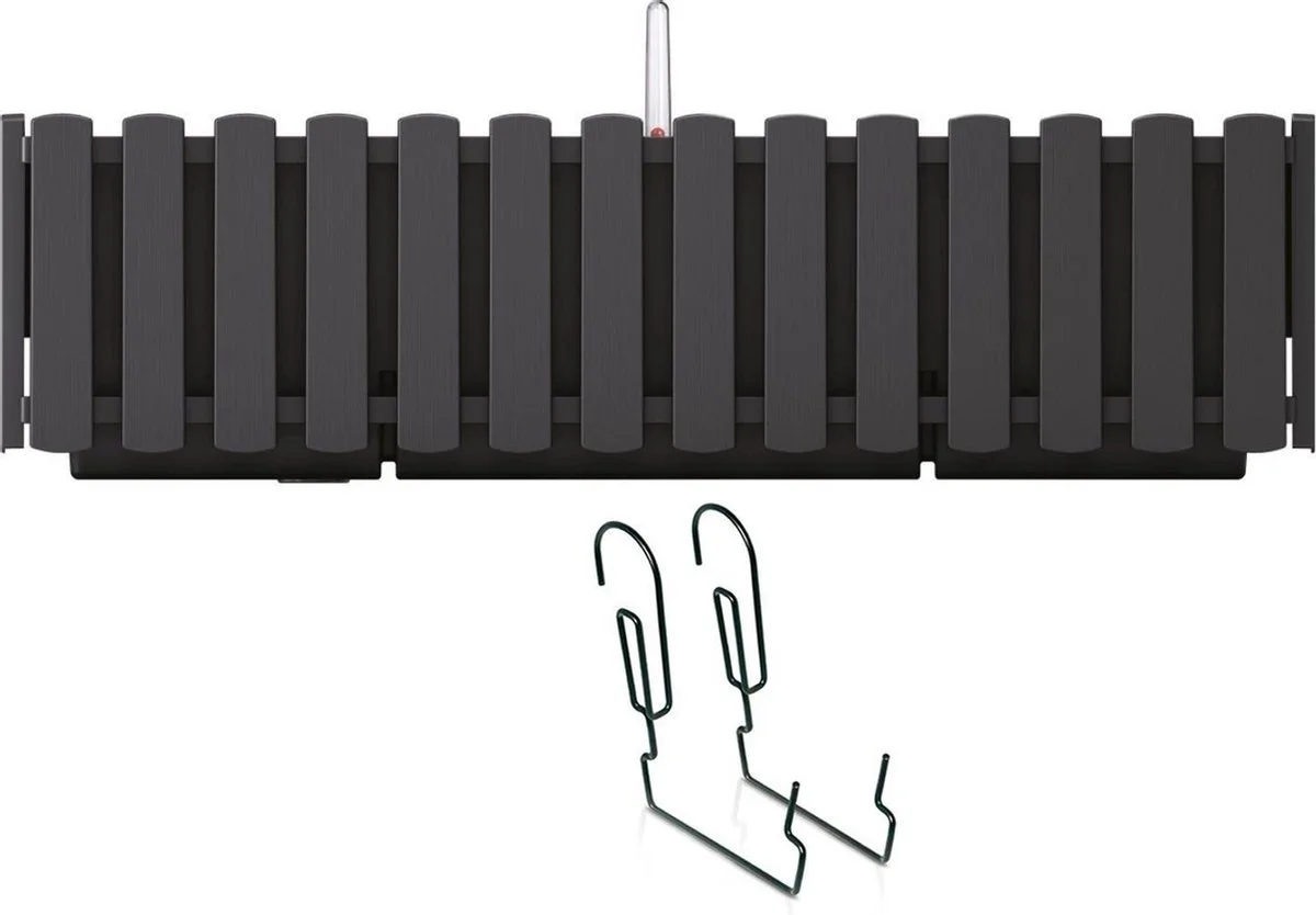 Prosperplast Fence-look Ophang Plantenbak/bloembak Kunststof 58 X 18 X 16 Cm Antraciet Grijs Met Handige Droogtemeter Voor Binnen/buiten 2 Prosperplast Fence-look Ophang Plantenbak/bloembak Kunststof 58 X 18 X 16 Cm Antraciet Grijs Met Handige Droogtemeter Voor Binnen/buiten - Afbeelding 2