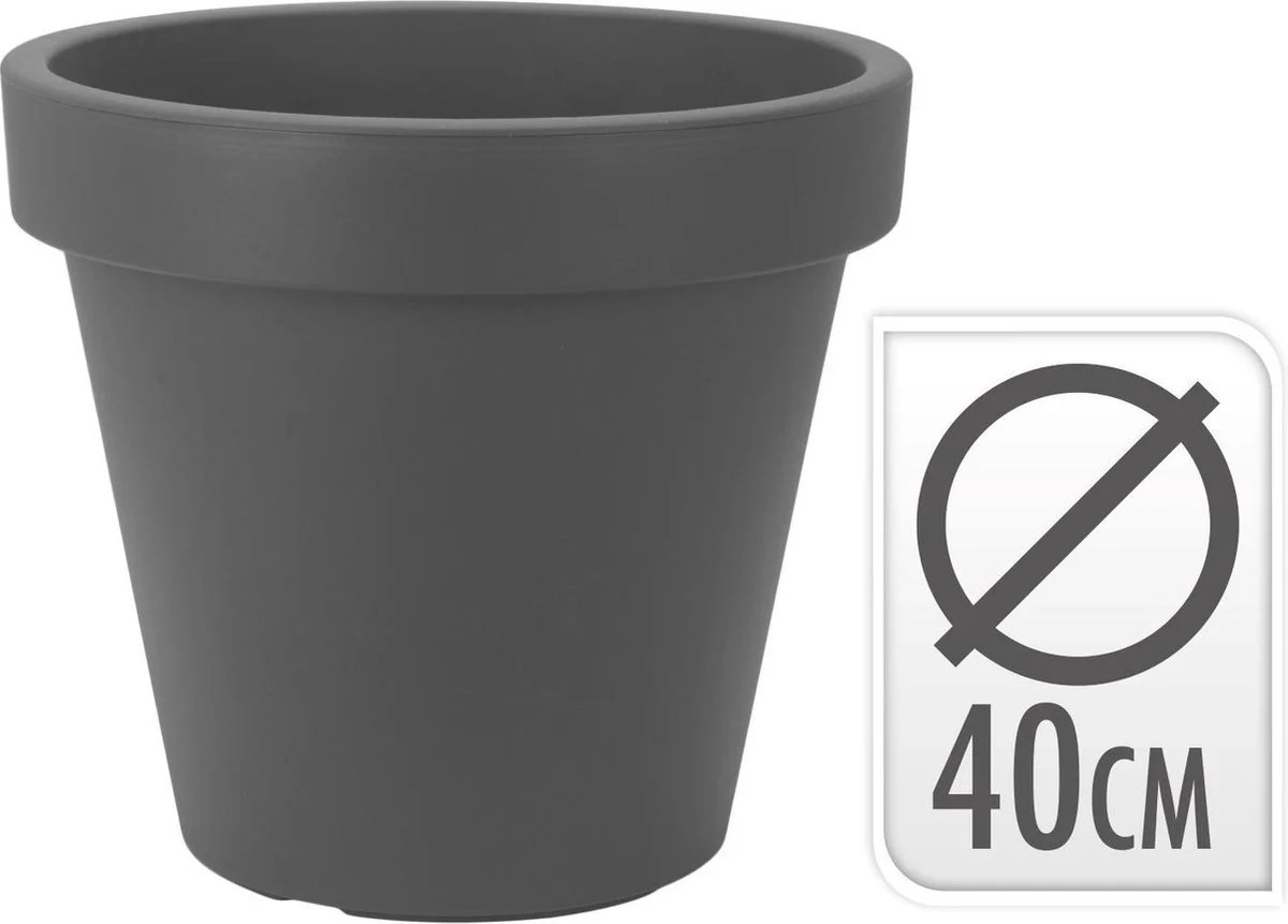 Relaxwonen Kunststof Bloempot Antraciet Ø40 Cm - Hoogte 35 Cm 2 Relaxwonen Kunststof Bloempot Antraciet Ø40 Cm - Hoogte 35 Cm - Afbeelding 2