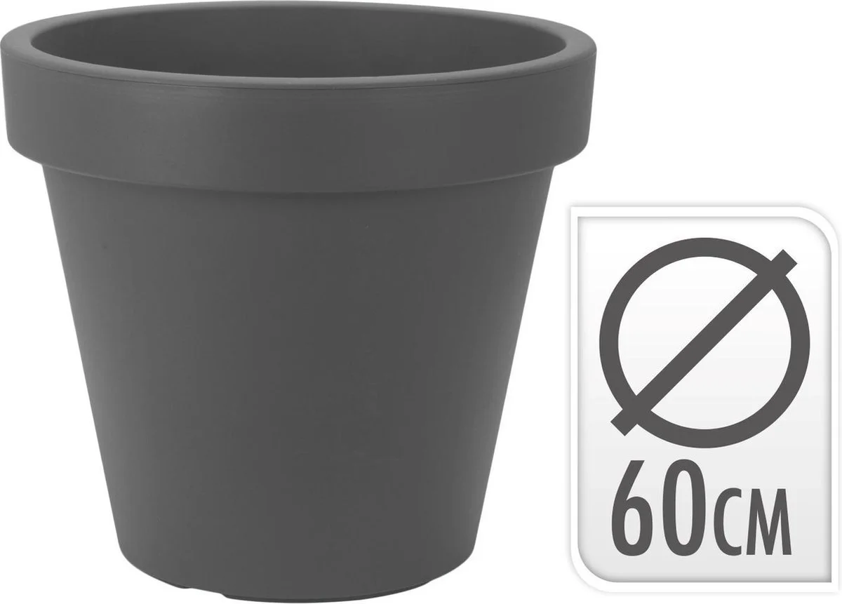 Relaxwonen Kunststof Bloempot Antraciet Ø60 Cm - Hoogte 52 Cm 2 Relaxwonen Kunststof Bloempot Antraciet Ø60 Cm - Hoogte 52 Cm - Afbeelding 2
