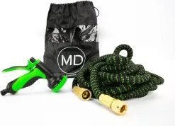 MD-Goods ® Super Sterk Uitrekbare Tuinslang Tot 30 Meter + GRATIS Tas En Koppelstuk - Tuinsproeier - Tuin Besproeien - Waterslang - Sproeikop - Groen - Flexibel Elastisch -Bloempotten Verkoop 1200x865