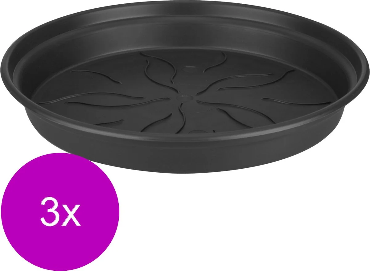 Elho Green Basics Schotel - Plantenschotels - 3 X 14 Cm Zwart 2 Elho Green Basics Schotel - Plantenschotels - 3 X 14 Cm Zwart - Afbeelding 2
