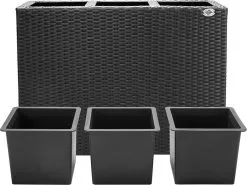 Casaria Staande Plantenbak – Met Waterafvoer 83x30,5x60cm - Zwart -Bloempotten Verkoop 1200x900