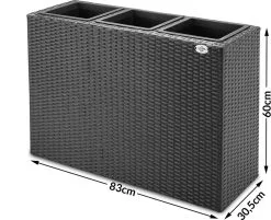 Casaria Staande Plantenbak – Met Waterafvoer 83x30,5x60cm - Zwart -Bloempotten Verkoop 1200x976