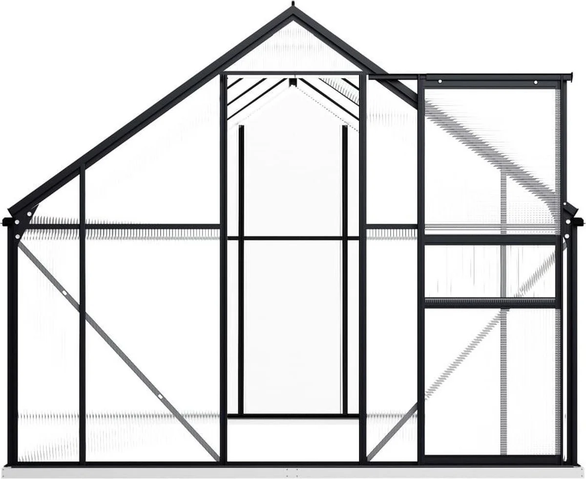 VidaXL Broeikas Met Basisframe 4,75 M² Aluminium Antracietkleurig 7 VidaXL Broeikas Met Basisframe 4,75 M² Aluminium Antracietkleurig - Afbeelding 7