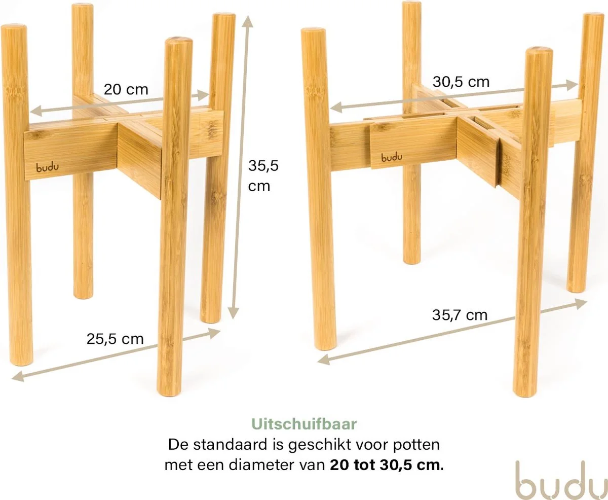 Budu Plantenstandaard Binnen – Plantenhouder – Plantenrek – Uitschuifbaar - Bloempot Standaard - Bamboe Hout - Ø 20 Tot 30 Cm 8 Budu Plantenstandaard Binnen – Plantenhouder – Plantenrek – Uitschuifbaar - Bloempot Standaard - Bamboe Hout - Ø 20 Tot 30 Cm - Afbeelding 8