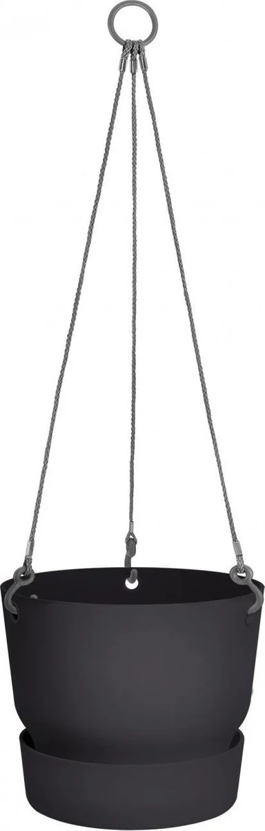 Elho Greenville Hangschaal 24 - Bloempot Voor Balkonbuiten - Ø 23.5 X H 20.5 Cm - Zwart/Living Black 1 Elho Greenville Hangschaal 24 - Bloempot Voor Balkonbuiten - Ø 23.5 X H 20.5 Cm - Zwart/Living Black