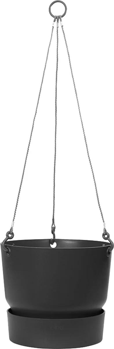 Elho Greenville Hangschaal 24 - Bloempot Voor Balkonbuiten - Ø 23.5 X H 20.5 Cm - Zwart/Living Black 6 Elho Greenville Hangschaal 24 - Bloempot Voor Balkonbuiten - Ø 23.5 X H 20.5 Cm - Zwart/Living Black - Afbeelding 6