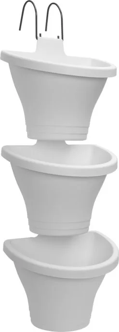 Elho Corsica Vertical Forest 24 - Bloempot Voor Balkonbuiten - Ø 26.7 X H 29.7 Cm - Wit/Wit -Bloempotten Verkoop 433x1200