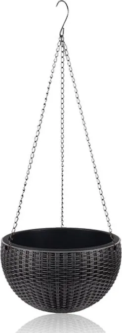 Spieringstore® Hangpot Kunststof – Bloempot Hangend – Binnen & Buiten- Plantenhanger –Incl. Afvoerstop – 26 Cm - Zwart