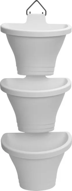 Elho Corsica Vertical Forest 24 - Bloempot Voor Balkonbuiten - Ø 26.7 X H 29.7 Cm - Wit/Wit -Bloempotten Verkoop 453x1200