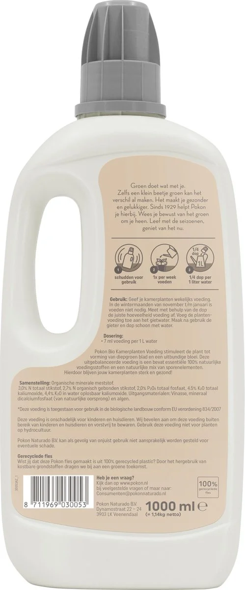 Pokon Bio Kamerplanten Voeding - 1l - Plantenvoeding (bio) - 7ml Per 1L Water 2 Pokon Bio Kamerplanten Voeding - 1l - Plantenvoeding (bio) - 7ml Per 1L Water - Afbeelding 2