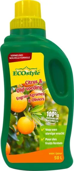 ECOstyle Citrus & Olijf Voeding - Stevige Vrucht - Langdurige Werking - Voor Alle Mediterrane Planten En Bomen 500 ML -Bloempotten Verkoop 525x1200