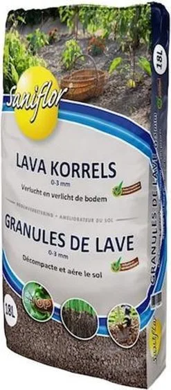 Saniflor Lava Lavagruis Lavakorrel 18L (+- 20 Kg) Grof Lavameel (korrel) 0-3mm - Bodemverbeteraar