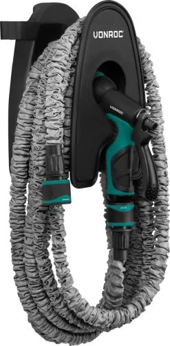 VONROC GARDEN VONROC Tuinslang – Uitrekbare Tuinslang 10 Meter – Incl. Aansluitingen, Muursteun En Broespistool