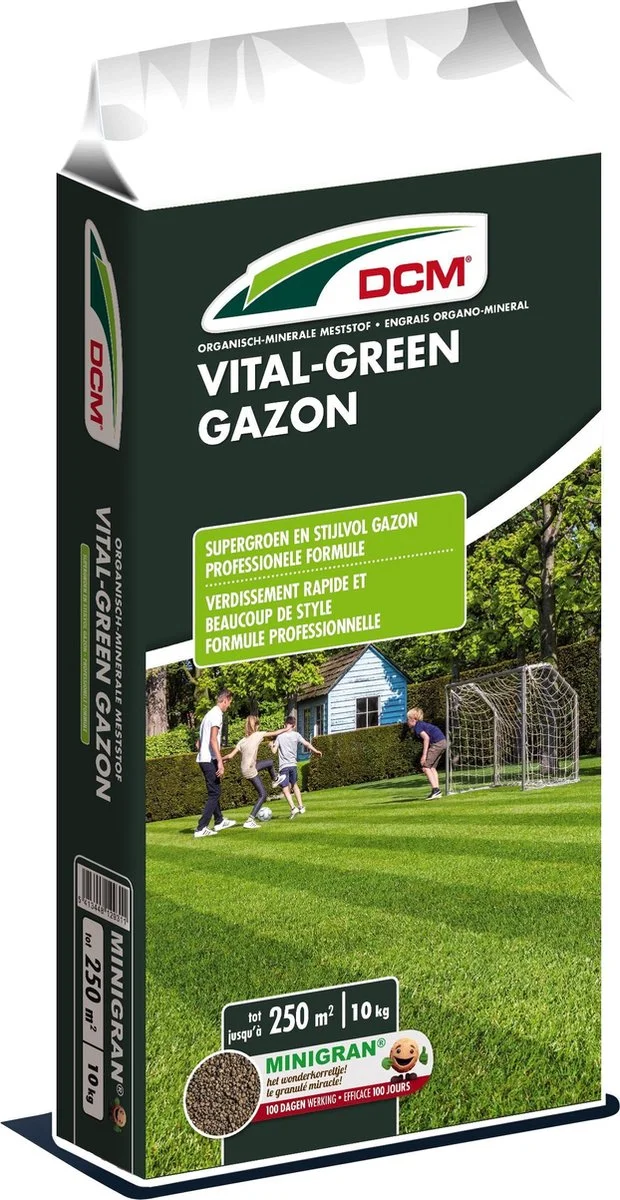 DCM Vital-Green Gazon - Gazonmest - Gazonmeststof Met MINIGRAN® Technology - 250m2 - 10 Kg 1 DCM Vital-Green Gazon - Gazonmest - Gazonmeststof Met MINIGRAN® Technology - 250m2 - 10 Kg