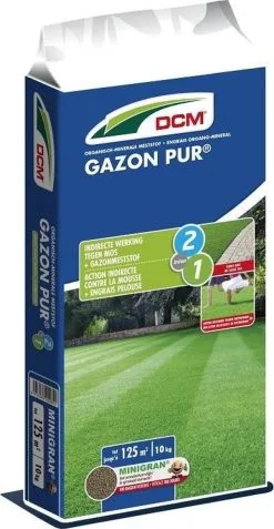 DCM Gazon Pur® - Gazonmest - Diepgroen Gazon Zonder Mos - Gazonmeststof Met MINIGRAN® Technology - 125m2 - 10 Kg
