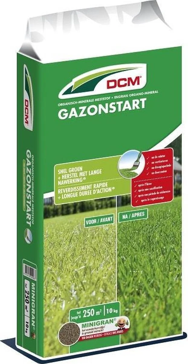 DCM Gazonstart - Gazonmest - Herstelt En Geeft Diepgroene Kleur - Gazonmeststof Met MINIGRAN® Technology - 250m2 - 10 Kg 2 DCM Gazonstart - Gazonmest - Herstelt En Geeft Diepgroene Kleur - Gazonmeststof Met MINIGRAN® Technology - 250m2 - 10 Kg - Afbeelding 2
