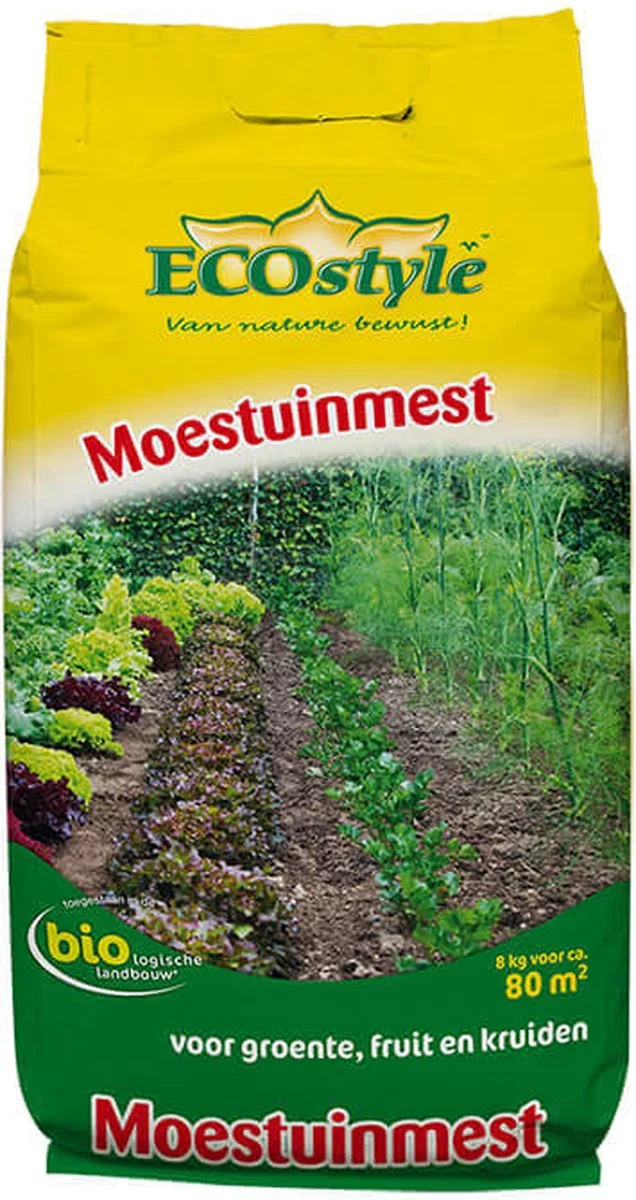 ECOStyle Moestuinmest Voor Eetbare Gewassen - Voor Fruit En Moestuin - Rijk Aan Kalium - 120 Dagen Voeding - 80 M² - 8 KG 1 ECOStyle Moestuinmest Voor Eetbare Gewassen - Voor Fruit En Moestuin - Rijk Aan Kalium - 120 Dagen Voeding - 80 M² - 8 KG