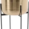 Merkloos Luxe Plantenpot/bloempot Goud Van 22 X 22 Cm Op Een Zwarte Metalen Standaard Met Een Hoogte Van 36 Cm
