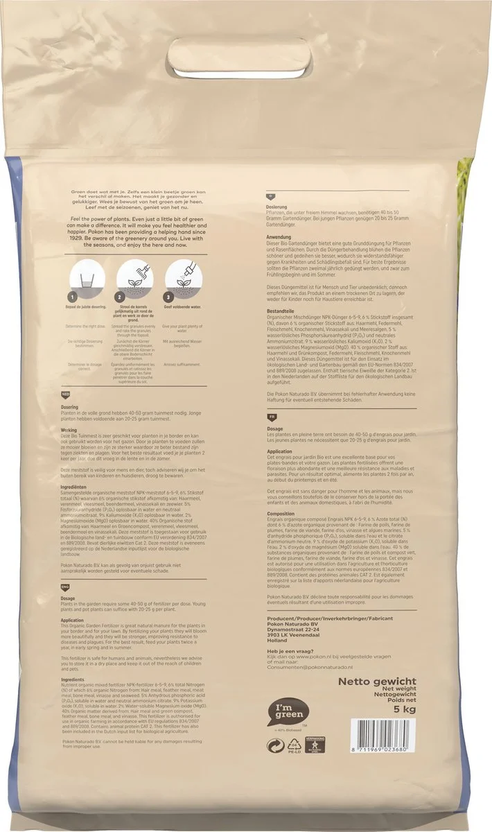 Pokon Bio Tuinmest - 5kg - Meststof (universeel) - 120 Dagen Voeding 5 Pokon Bio Tuinmest - 5kg - Meststof (universeel) - 120 Dagen Voeding - Afbeelding 5