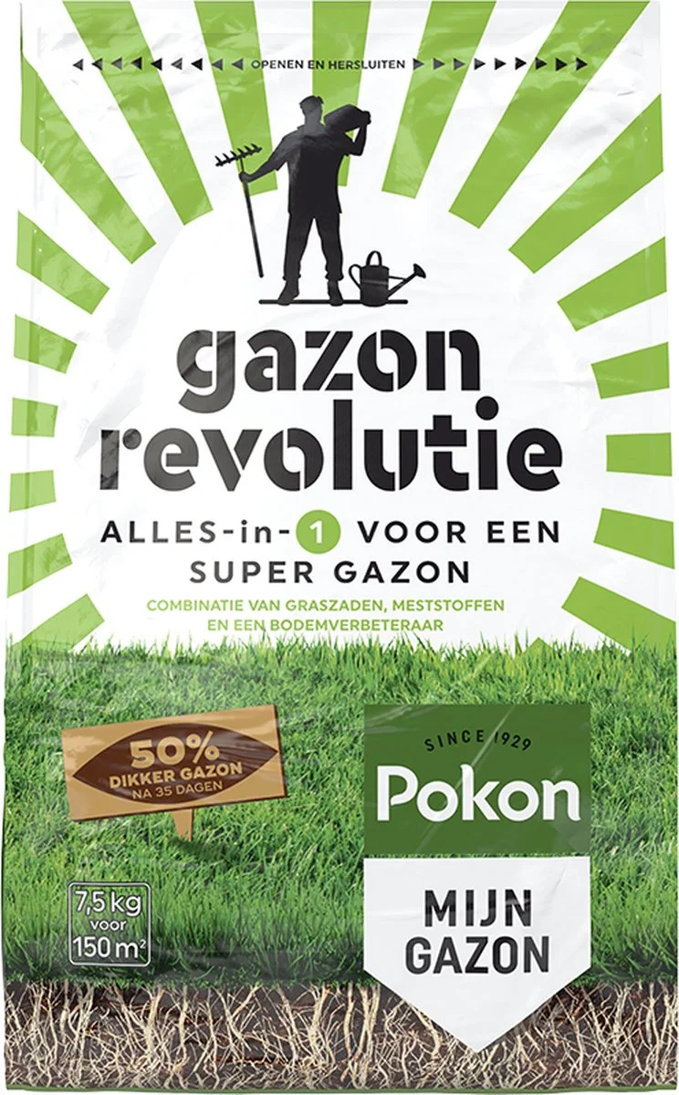 Pokon Gazon Revolutie - 7,5kg - Gazonmest / Graszaad / Bodemverbeteraar - Geschikt Voor 150m² - Binnen 15 Dagen Resultaat 5 Pokon Gazon Revolutie - 7,5kg - Gazonmest / Graszaad / Bodemverbeteraar - Geschikt Voor 150m² - Binnen 15 Dagen Resultaat - Afbeelding 5