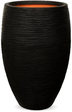 Capi Europe - Vaas Elegant Deluxe Rib NL - 56x84 - Zwart - Voor Binnen En Buiten - KBLR1132 -Bloempotten Verkoop 779x1200