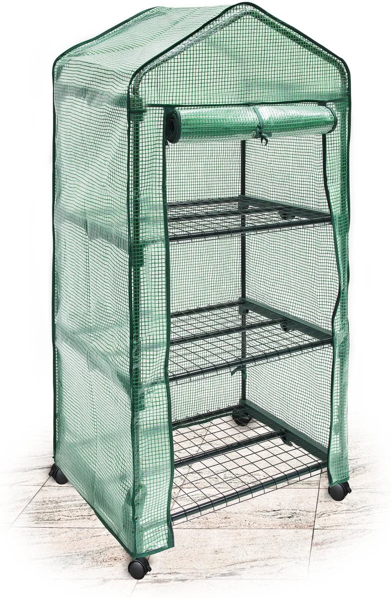 Relaxdays Kas Met Wielen - Tuinkas 3 Etages - Broeikas Kweekkas Tuin / Balkon 130 Cm Hoog - PE 1 Relaxdays Kas Met Wielen - Tuinkas 3 Etages - Broeikas Kweekkas Tuin / Balkon 130 Cm Hoog - PE