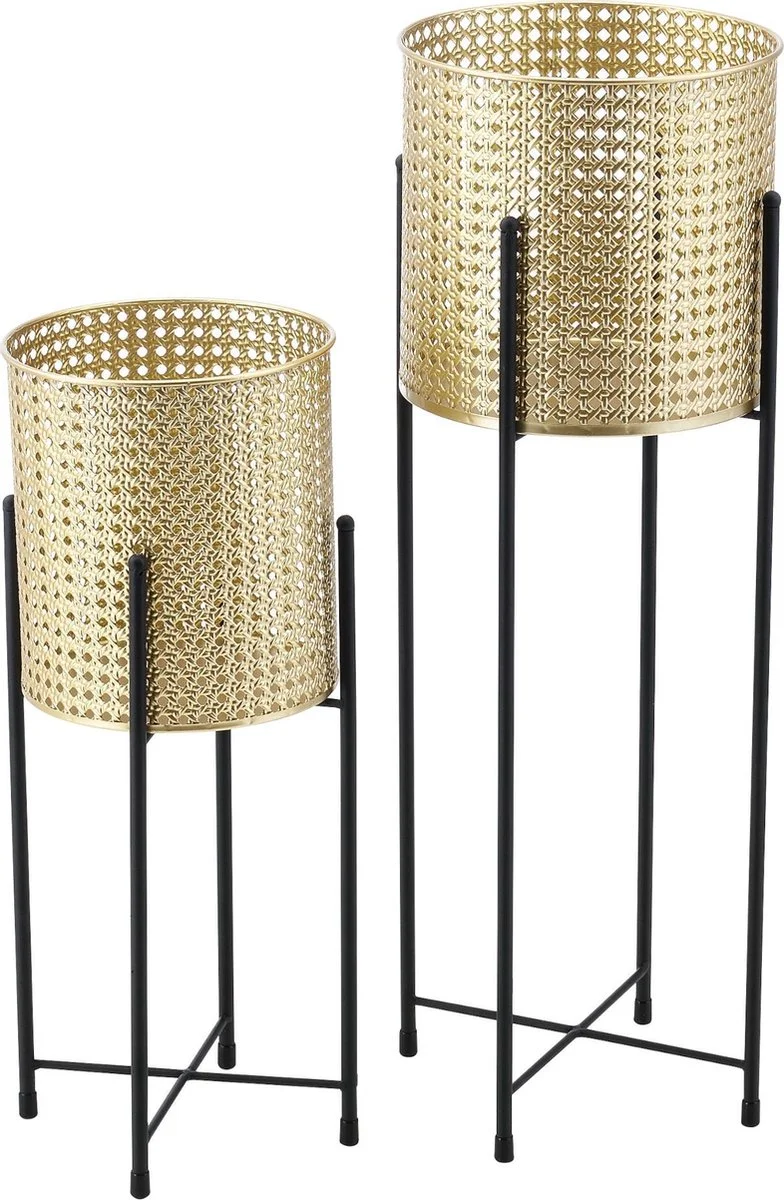 En.casa Bloempot Op Standaard Mol Set Van 2 Zwart En Goud 2 En.casa Bloempot Op Standaard Mol Set Van 2 Zwart En Goud - Afbeelding 2