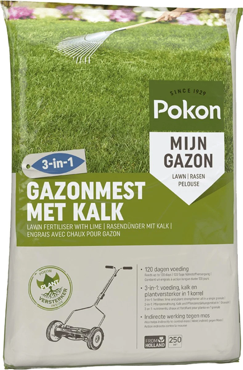 Pokon Gazonmest Met Kalk - 16,8kg - Mest - Geschikt Voor 250m² - 120 Dagen Voeding 9 Pokon Gazonmest Met Kalk - 16,8kg - Mest - Geschikt Voor 250m² - 120 Dagen Voeding - Afbeelding 9